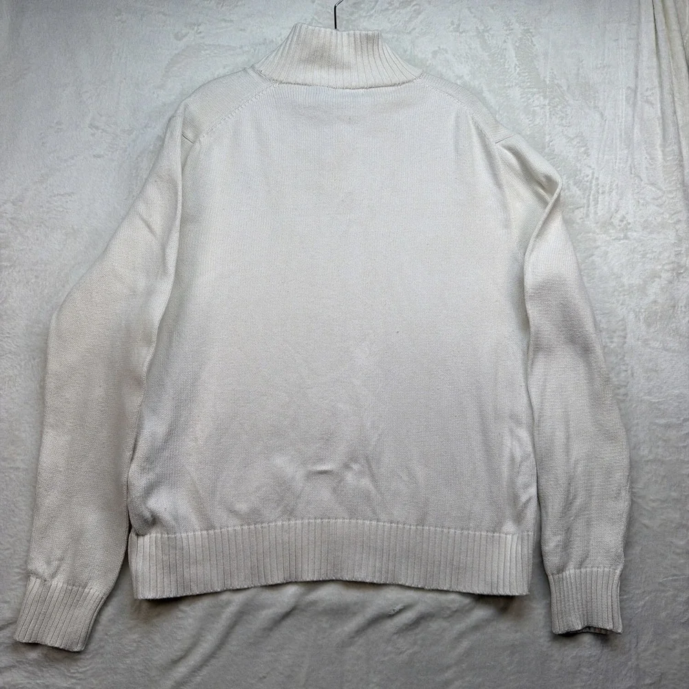 Polo Ralph Lauren‎ Sweater Mock Neck Button Collar Pony Logo Cream Mens Large